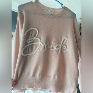 “Bride” pink plush sweater